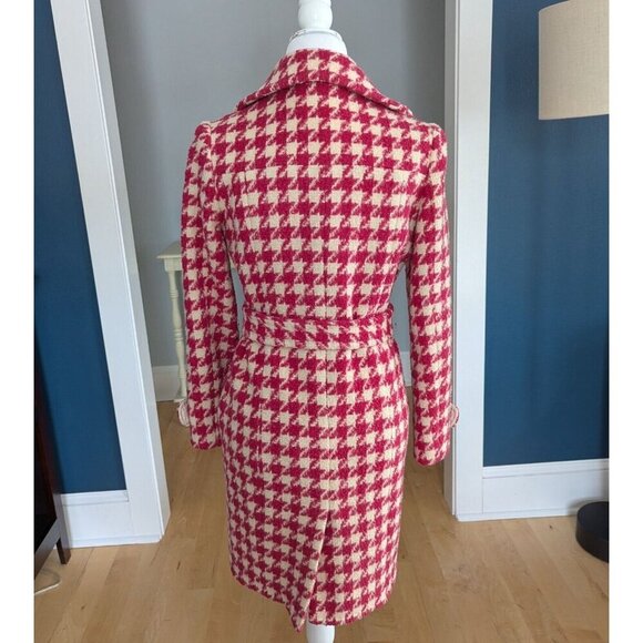DIA Wool Alpaca Hot Pink Large Hounds Tooth Fitted Coat Size Small - Picture 5 of 15